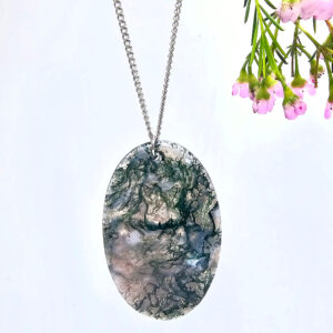 Moss Agate Oval Necklace Large