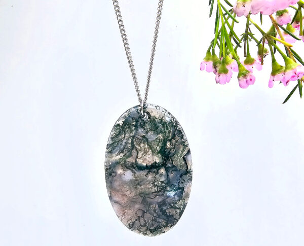 Moss Agate Oval Necklace Large