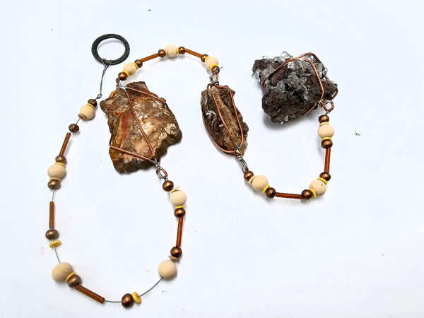 Petrified Wood, Apophylite & Geode Mobile