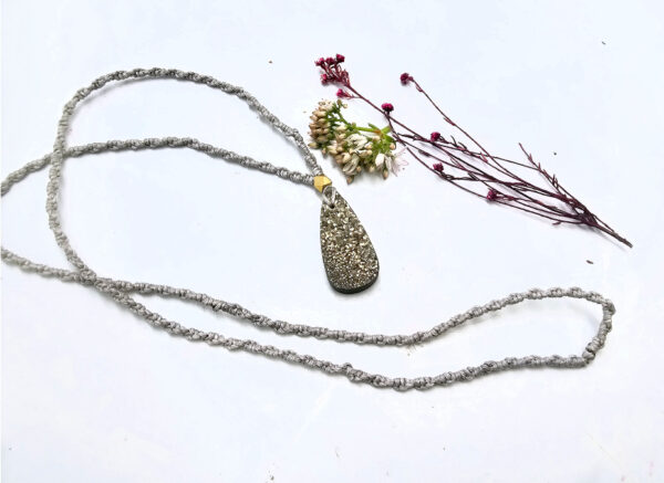 Pyrite Macrame Necklace - Image 2