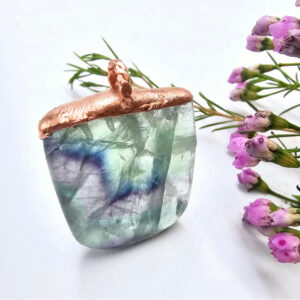 rainbow fluorite copper pendant