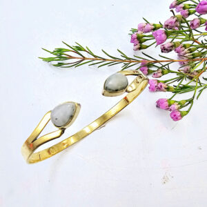 Brass Rainbow Moonstone Goddess Bangle