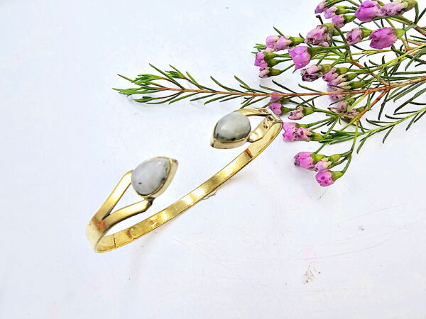 Brass Rainbow Moonstone Goddess Bangle