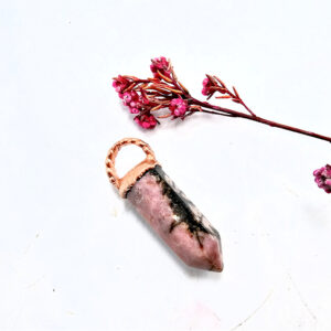 Rhodonite Point Copper Pendant