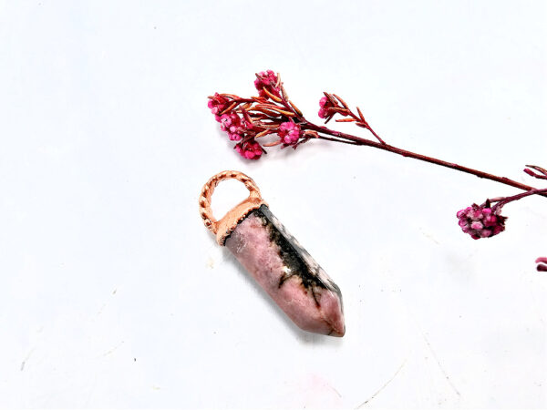 Rhodonite Point Copper Pendant