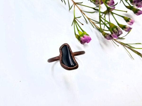 Copper Ring Black Obsidian B (L)