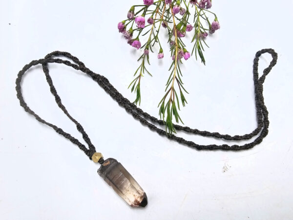 Smoky Quartz Point Macrame Necklace - Image 2