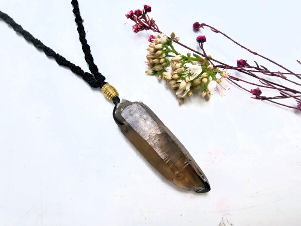 Smoky Quartz Point Macrame Necklace