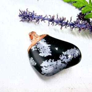 Snowflake Obsidian Copper Pendant