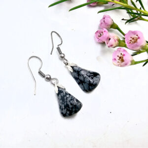Snowflake Obsidian Drop Earrings