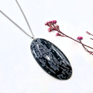 Snowflake Obsidian Oval Necklace