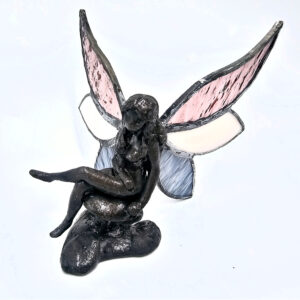 Stained Glass Fairy on Mushroom Pink & Blue