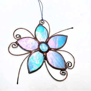 Stained Glass Flower Blue