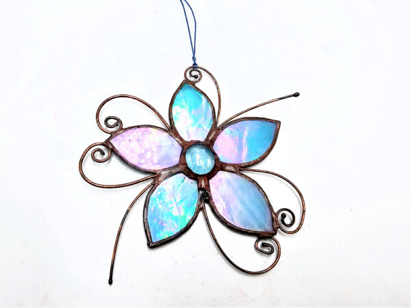 Stained Glass Flower Blue