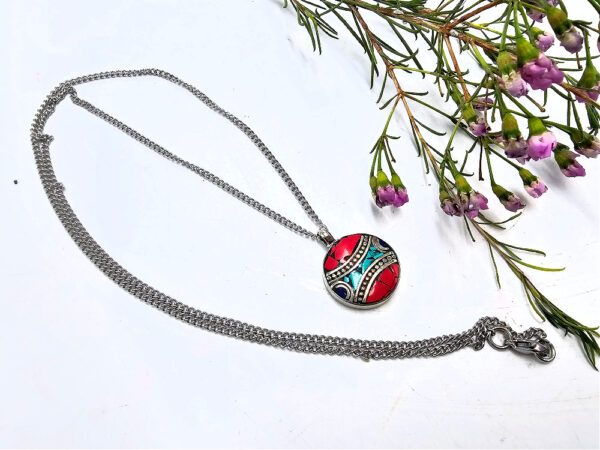 Tibetan Necklace Round Red - Image 2