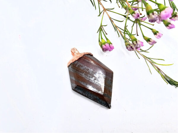 Tigers Iron pendant with a copper setting