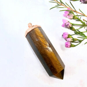 Tigers Eye Point Copper Pendant