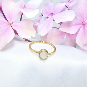 Brass Moonstone Round Ring (Adjustable)