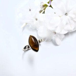Tigers Eye  Diamond Vintage Ring (925 Silver)