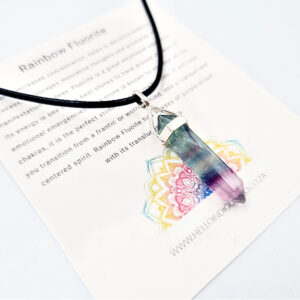 Rainbow Fluorite crystal Necklace (925 Silver)