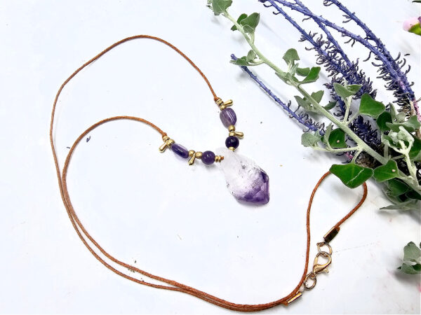 Amethyst Brass Drop Necklace Petite - Image 2