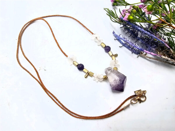 Amethyst Point Brass Drop Necklace Petite - Image 2