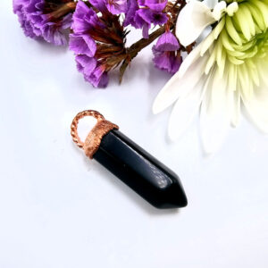 Black Obsidian Point Copper Pendant