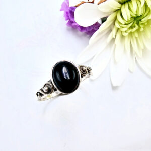 Black Onyx Ring Oval Swirl