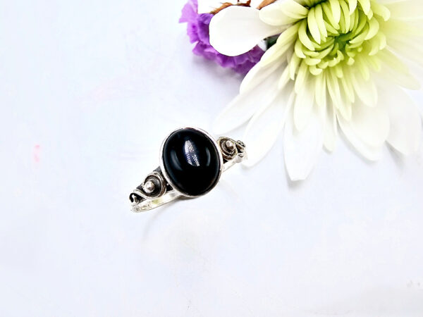 Black Onyx Ring Oval Swirl