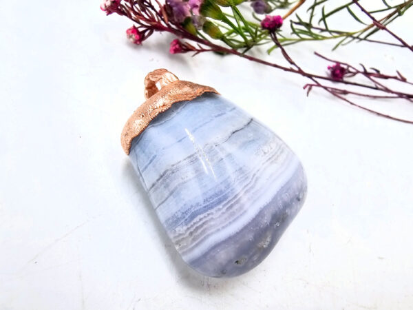 Blue Lace Agate Copper Pendant