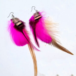 Pink Bohemian Feather Earrings
