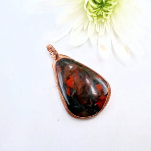 Brecciated Jasper Drop Copper Pendant
