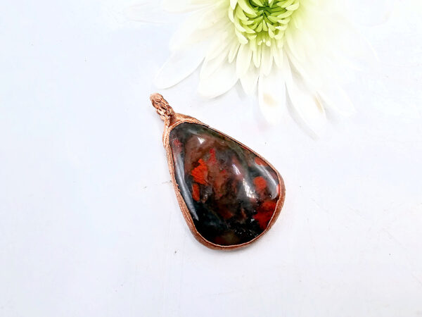 Brecciated Jasper Drop Copper Pendant