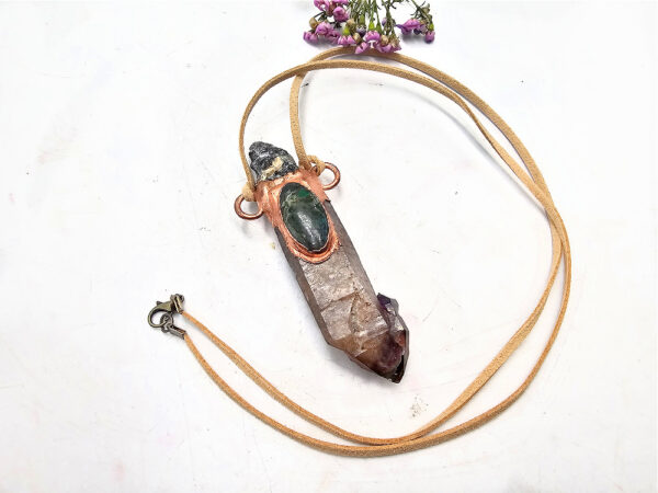 Cherezi Amethyst & African Turquoise Copper Pendant - Image 3