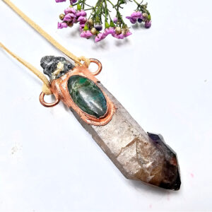 Cherezi Amethyst & African Turquoise Copper Pendant