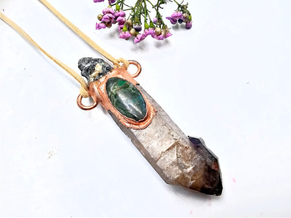 Cherezi Amethyst & African Turquoise Copper Pendant
