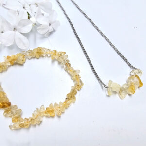 Citrine Chips Necklace & Bracelet Combo