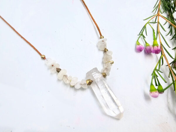 Clear quartz point necklace