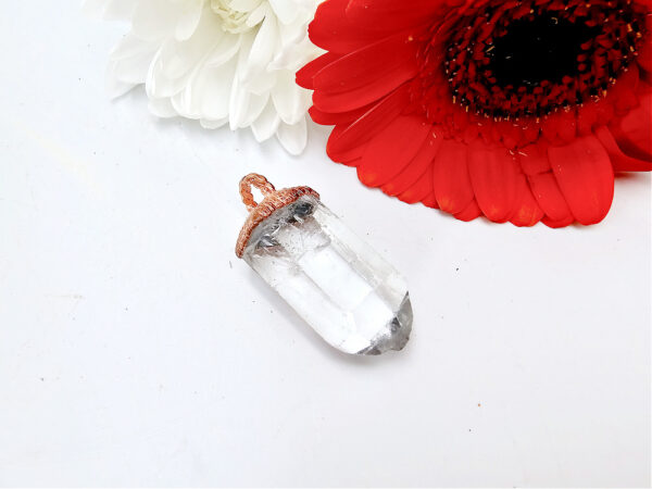 Clear Quartz Rough Record Keepers Copper Pendant B