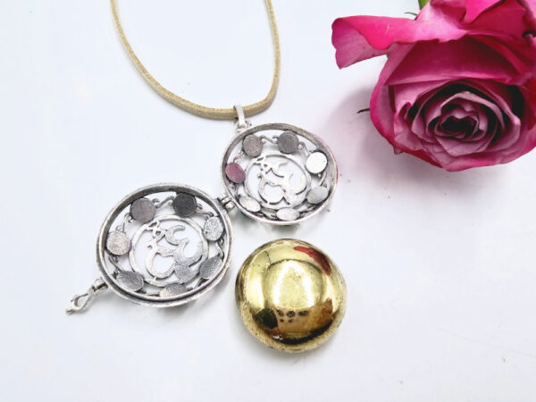 Harmony Bell Necklace OM Sign & 7 Chakra Stones - Image 3