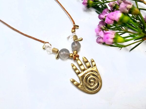 Healing Hand Brass Necklace