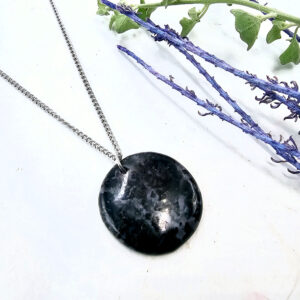 merlinite neclace round on a stainless steel chain