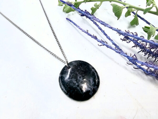 merlinite neclace round on a stainless steel chain