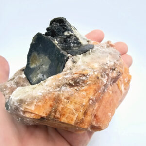 Orange Calcite & Hexagonal Biotite Mica C (596g)