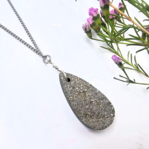 Pyrite Necklace Drop Long