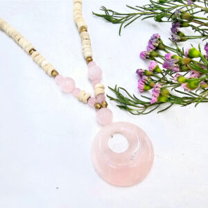 Rose Quartz Coconut Shell Necklace