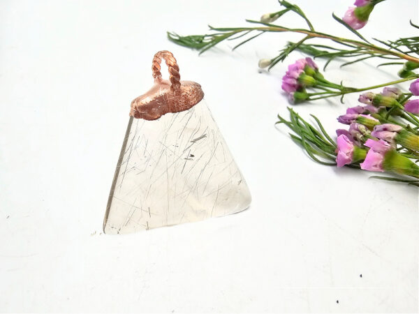Rutilated Quartz Copper Pendant