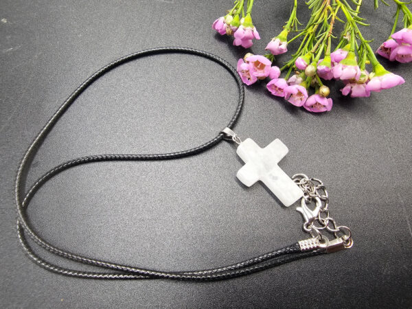 Snow Quartz Cross Necklace - Image 2