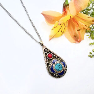 Tibetan Necklace Flower Dot Drop