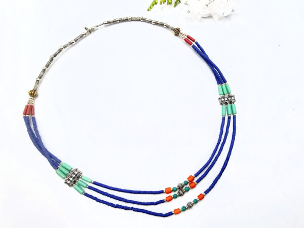 Tibetan Necklace Three Tier - Blue